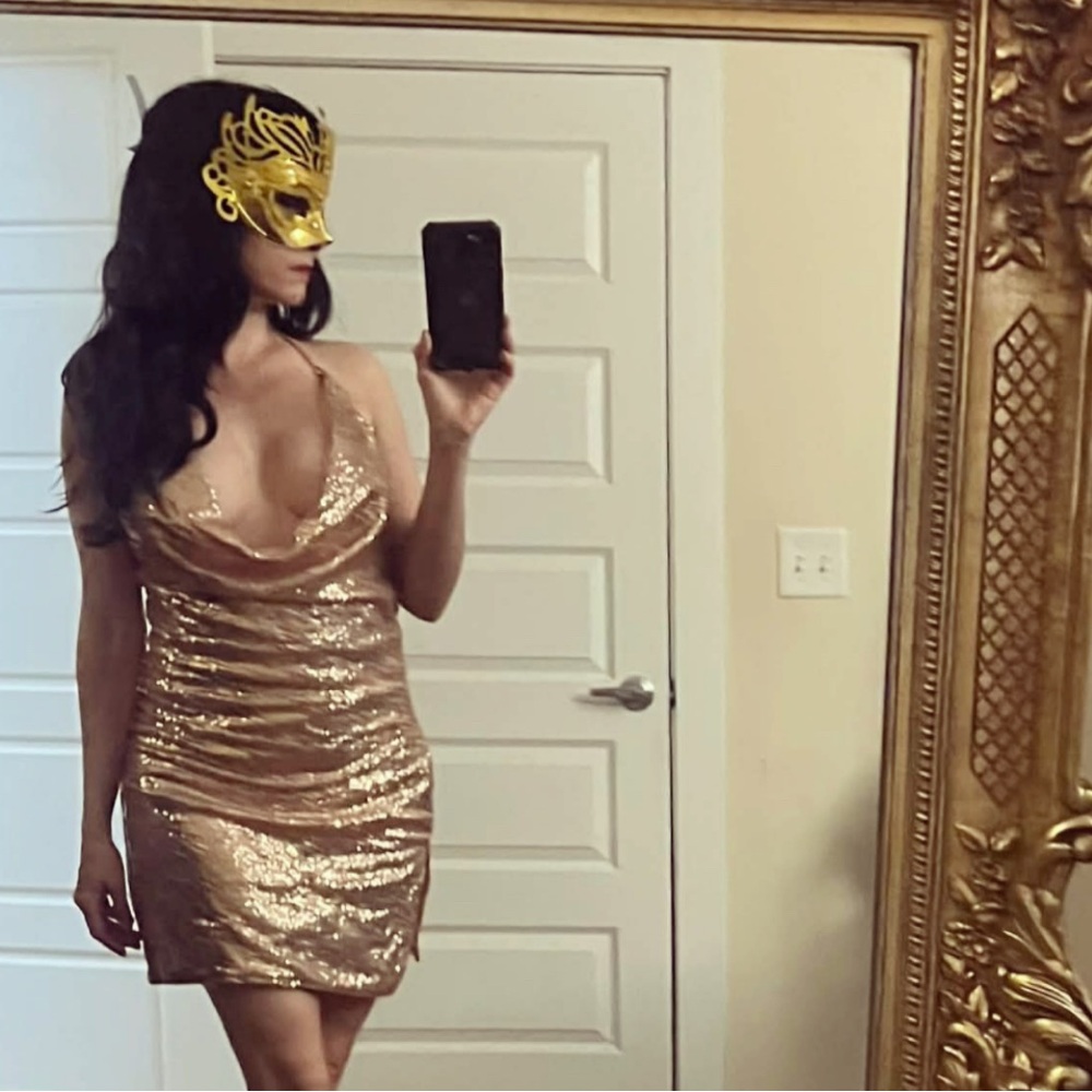 New Gold Sequin Halter Dress New Years Club Rave